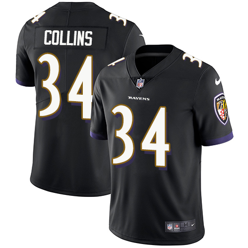 Nike Ravens #34 Alex Collins Black Alternate Youth Stitched NFL Vapor Untouchable Limited Jersey - Click Image to Close